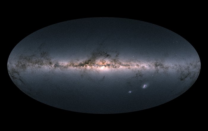 This image shows Gaia's all-sky view of the Milky Way based on measurements of almost 1.7 billion stars.